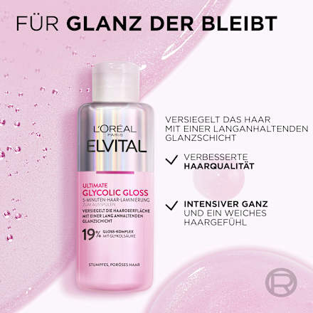 Haarkur Glycolic Gloss, 5 Minuten Haar-Laminierung L'ORÉAL PARiS ELVITAL