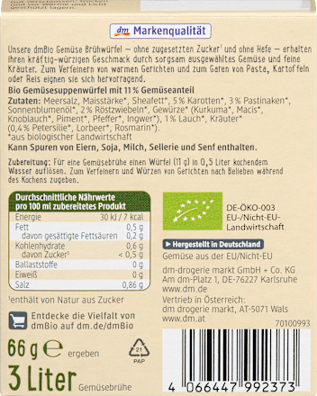 Gemüsebrühwürfel dmBio