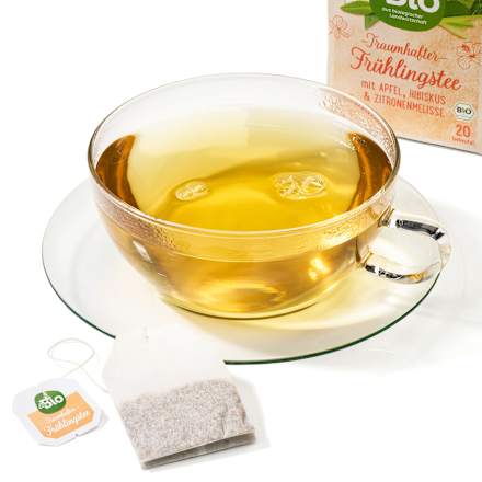 Früchtetee "Traumhafter Frühlingstee" mit Apfel, Hibiskus & Zitronenmelisse (20 Beutel) dmBio