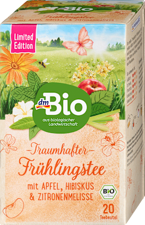 Früchtetee "Traumhafter Frühlingstee" mit Apfel, Hibiskus & Zitronenmelisse (20 Beutel) dmBio