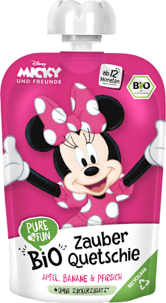 Pure and fun voćni pire Minnie – jabuka, breskva i banana, 12+ mj. PURE & FUN