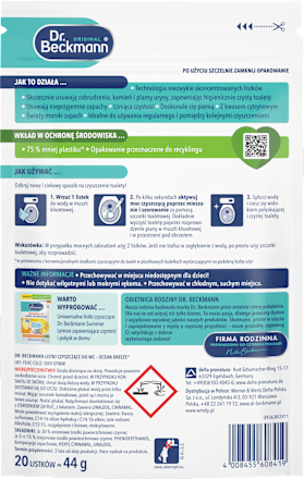 Listki czyszczące do WC Magic Leaves Ocean Breeze Dr. Beckmann