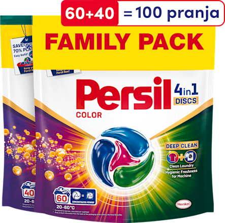 Kapsule za pranje šarenog rublja Color 4u1 Deep Clean, 60 kom. + 40 kom. Persil