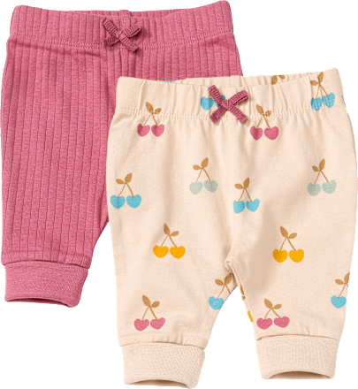Leggings mit Kirschen-Muster & Mitwachsfunktion, rosa + beige, Gr. 68 ALANA