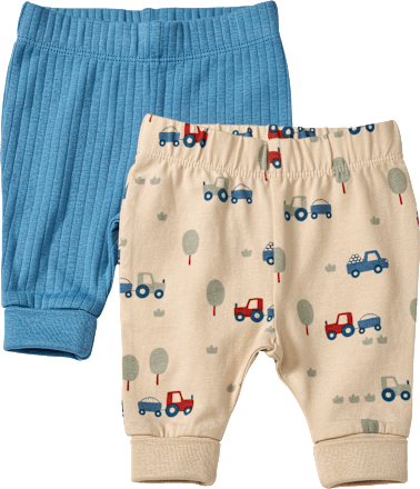 Leggings mit Traktor-Muster & Mitwachsfunktion, blau + beige, Gr. 56 ALANA