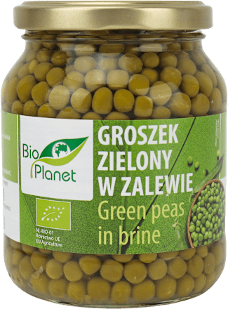 Groszek zielony w zalewie bio masa netto 350 g, masa po odcieku Bio Planet