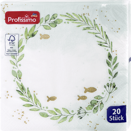 Ubrusi, 3-slojni, motiv vijenca, 33 x 33 cm Profissimo