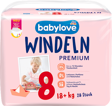 Pieluszki Premium, rozmiar 8, 18+kg babylove