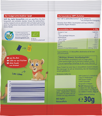Babysnack Apfel Reiswaffeln, ab dem 8. Monat HiPP