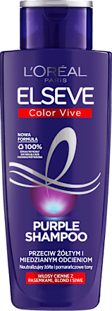 Szampon do włosów farbowanych blond i rozjaśnianych neutralizujący żółte i miedziane odcienie Color-Vive Purple  L'ORÉAL PARiS ELSEVE