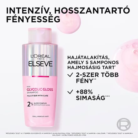 Sampon Ultimate Glycolic Gloss, fénytelen hajra L'ORÉAL PARiS ELSEVE