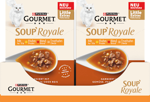 Katzensnack Soup Royale mit Huhn, Rind oder Truthahn (6 x 45g) Purina Gourmet