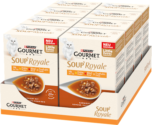 Katzensnack Soup Royale mit Huhn, Rind oder Truthahn (6 x 45g) Purina Gourmet
