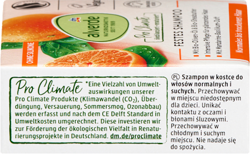 Trdi šampon za lase z vonjem mandarine in bazilike alverde NATURKOSMETIK