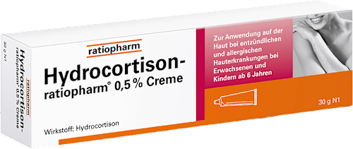 Hydrocortison-ratiopharm® 0,5 % Creme bei allergischen und entzündlichen Hautirritationen,  Juckreiz, sonnenbeanspruchter Haut und Insektenstichen ratiopharm