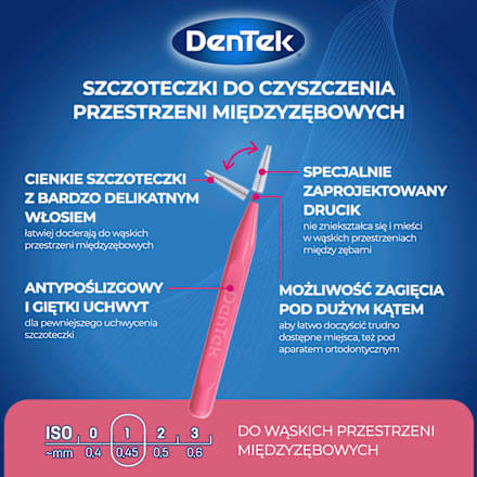 Slim Brush Szczoteczki interdentalne w rozmiarze 1 extra cienkie 0,45mm DenTek