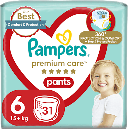 Pieluchomajtki Premium Care rozmiar 6, 15+ kg Pampers Premium Care