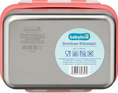 Brotdose Edelstahl creme/rot babylove