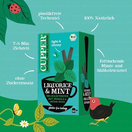 Kräutertee mit Süßholz & Minze (20 Beutel) Cupper
