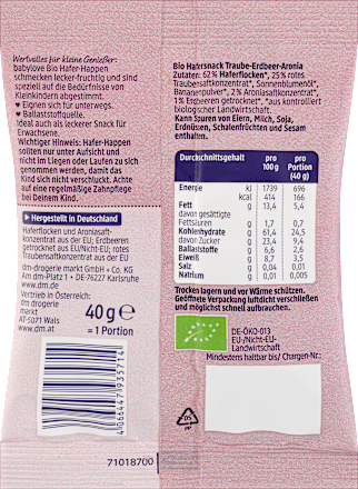 Biscottini Bio di avena con frutti rossi babylove