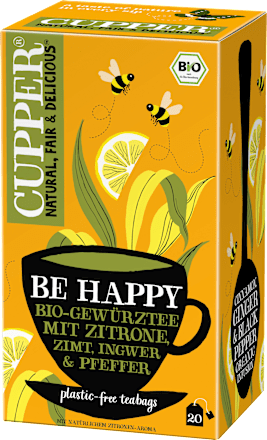 Gewürztee "Be Happy" mit Zitrone, Zimt, Ingwer, schwarzer Pfeffer (20 Beutel) Cupper