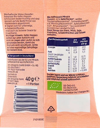 Bocconcini Bio di avena e pesca babylove