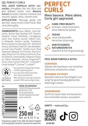 Shampoo Perfect Curls Santé naturally.