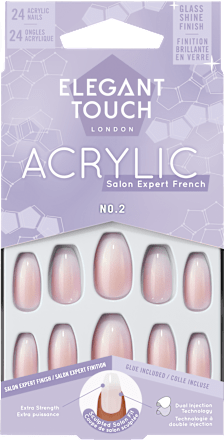 Künstliche Nägel No. 2 Coffin Acrylic Salon Expert French Elegant Touch