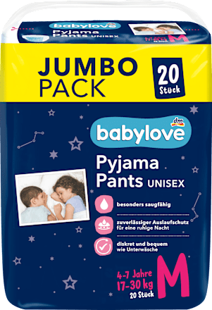 Pyjama Pants Unisex Gr. M 4-7 Jahre (17-30 kg), Jumbo Pack babylove