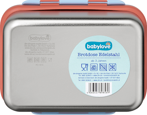 Brotdose Edelstahl blau/rot babylove