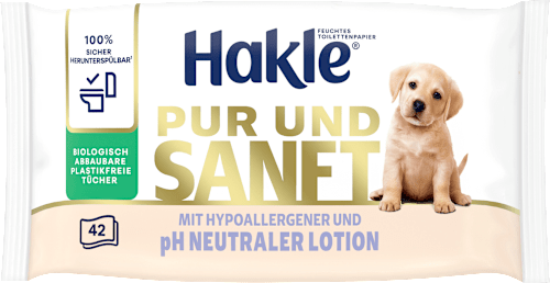 Feuchtes Toilettenpapier pur und sanft Hakle