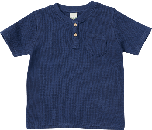 T-Shirt mit Waffel-Struktur & Henley-Tasche, blau, Gr. 122 ALANA