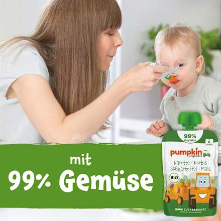 Quetschie Karotte, Kürbis, Süßkartoffel & Mais ab 6 Monaten pumpkin organics