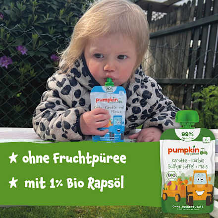 Quetschie Karotte, Kürbis, Süßkartoffel & Mais ab 6 Monaten pumpkin organics