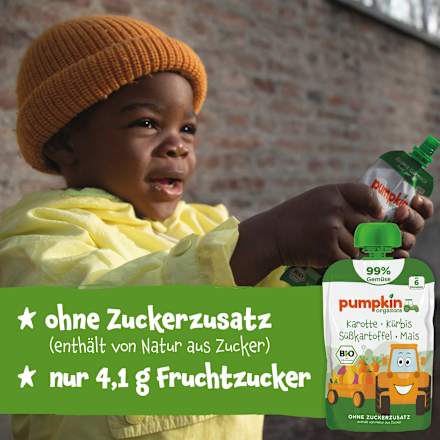 Quetschie Karotte, Kürbis, Süßkartoffel & Mais ab 6 Monaten pumpkin organics