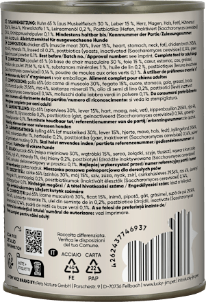 Nassfutter Hund mit Huhn & Leber Lucky Jim