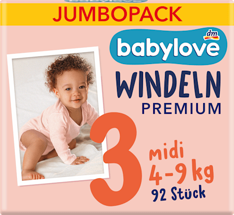 Пелени Premium Jumbo Pack, размер 3 midi (4-9 kg) babylove