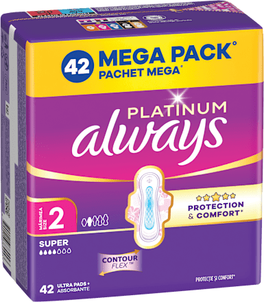 Egészségügyi betét Platinum, 2-es méret, super, Mega Pack always