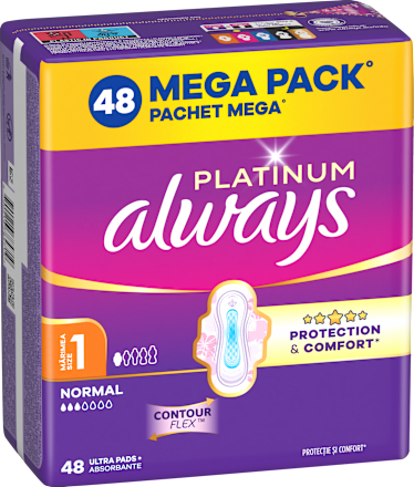 Egészségügyi betét Platinum, 1-es méret, normal, Mega Pack always