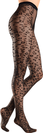 Štrample s leopard uzorkom, 20 DEN, 38-42, crne Fascino