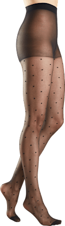 Pančuchové nohavice so vzorom bodiek, veľ. 42/44, 20 DEN, čierne Fascino