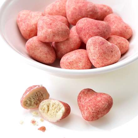 Bio žitni srčki z belo čokolado in malinami v prahu dmBio