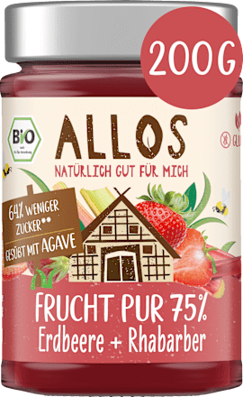 Fruchtaufstrich Erdbeere + Rhabarber Frucht Pur 75% ALLOS