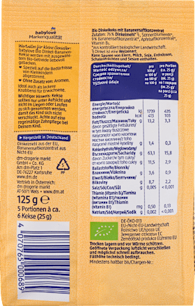 Kindersnack Dinkel-Bananen-Kekse ab 1 Jahr babylove