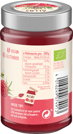 Fruchtaufstrich Himbeere Frucht Pur 75% ALLOS