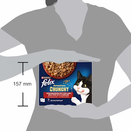 Nassfutter Katzen, Crunchy Geschmacksvielfalt vom Land, Multipack (20x85g + 2x40g) Felix
