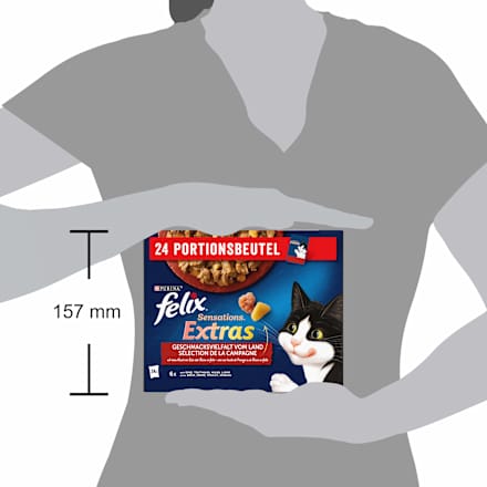 Nassfutter Katze Geschmacksvielfalt vom Land, Sensations Extras Multipack (24x85 g) Felix