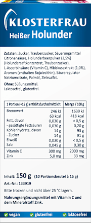 Heißer Holunder Heißgetränk Beutel 10 St. Klosterfrau