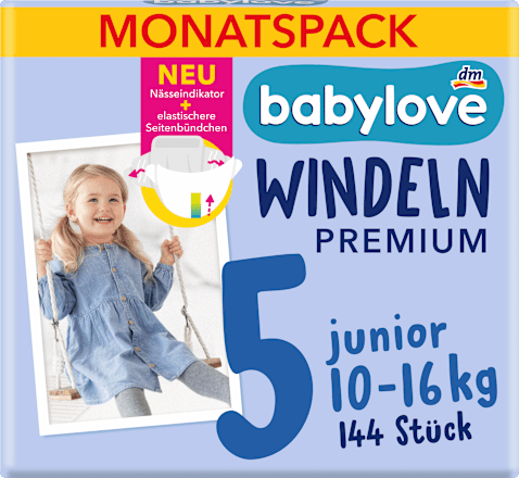 Windeln Premium Gr. 5 junior (10-16 kg), Monatspack babylove