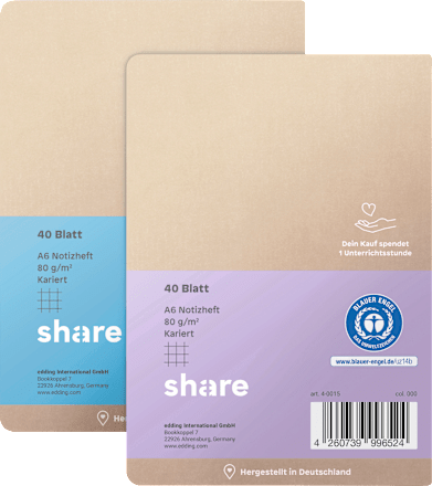 Notizheft A6 kariert 40 Blatt share